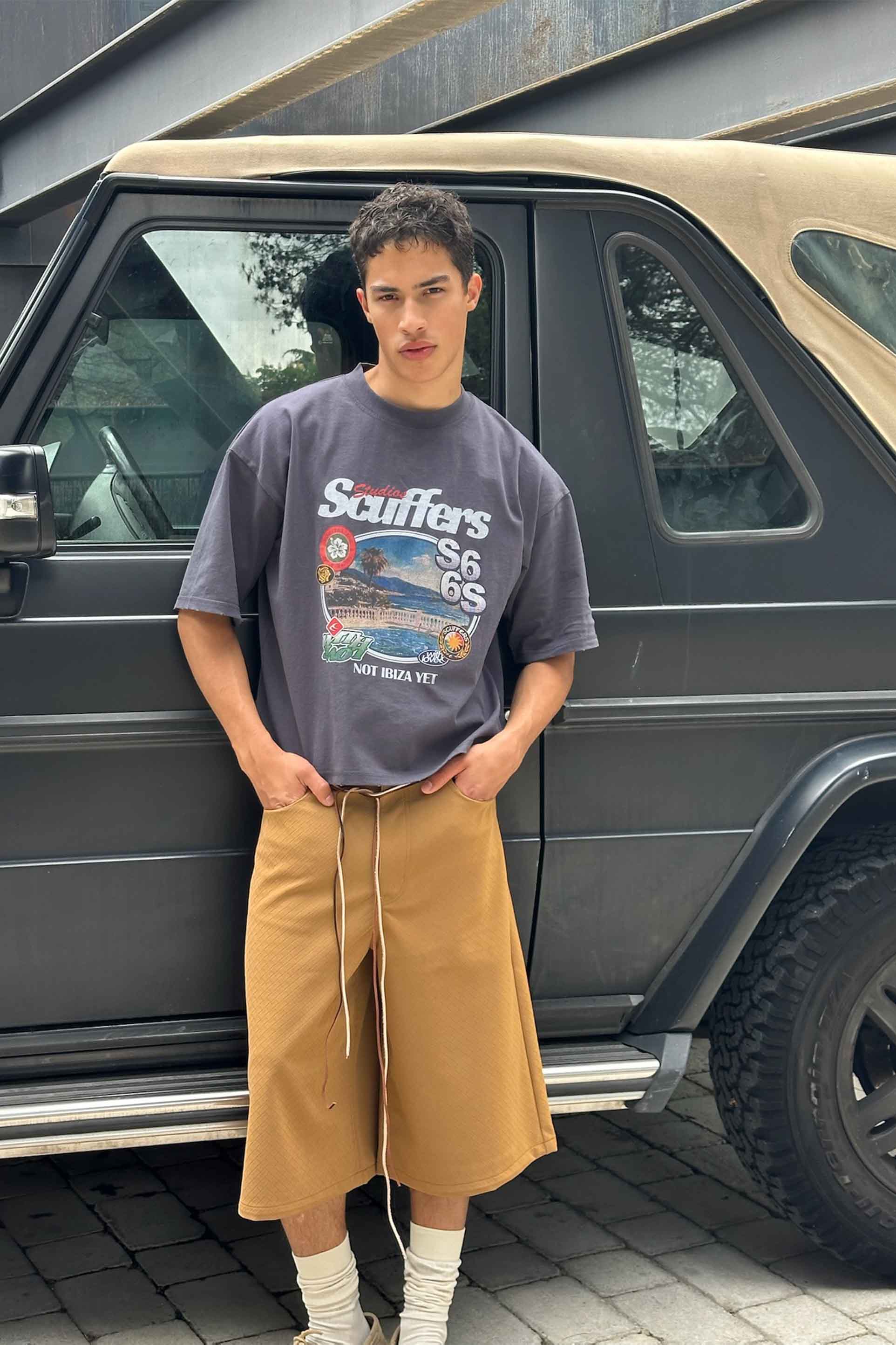 Braided Camel Jumbo Shorts