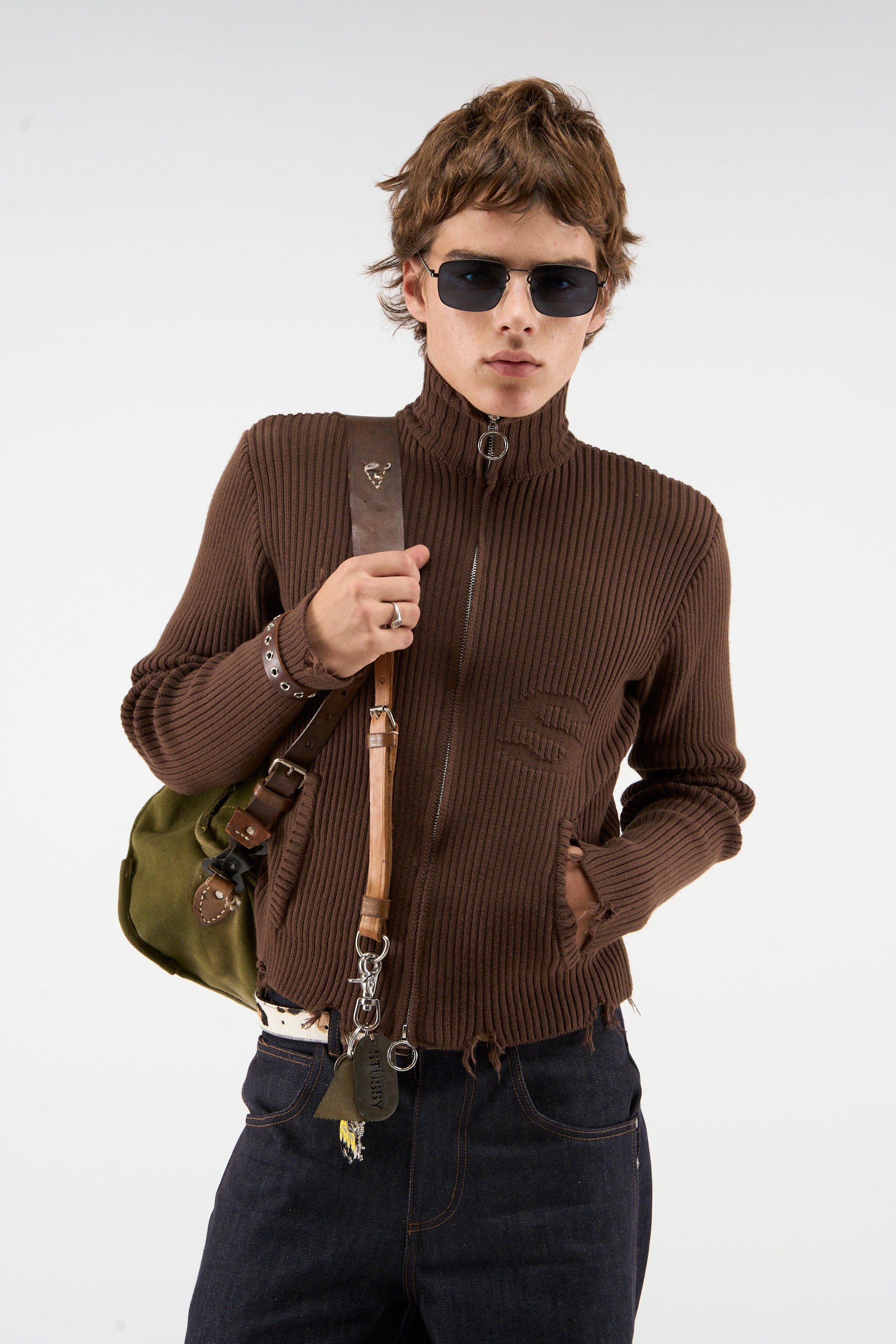 Bawdy Knit Brown Zipper
